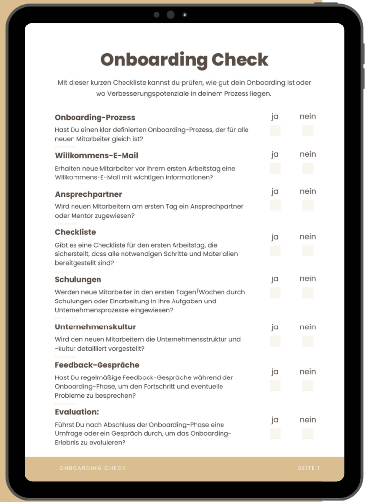 Checkliste, um zu testen wie gut der Onboarding-Prozess deines Unternehmens ist.